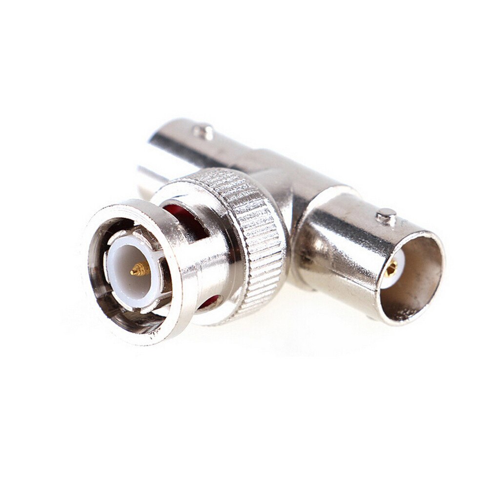 10 unids/lote conector Coaxial T 1 macho a 2 hembra conector BNC de 3 vías para cámara CCTV