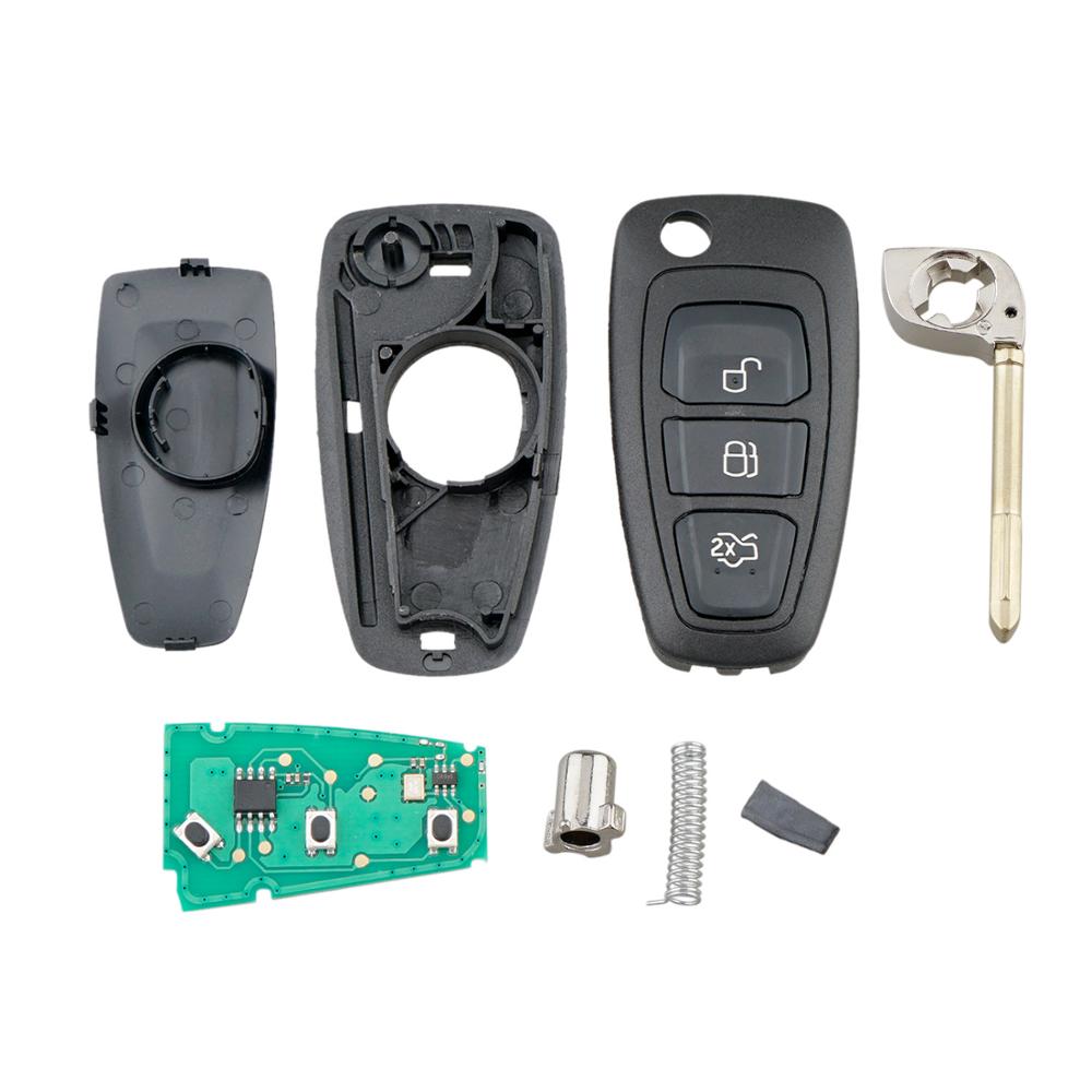 QWMEND 3 Buttons 433Mhz Flip Remote Key Fob Chip 4D60 ID63 For Ford Focus Mk1 Mondeo Transit Connect FO21 Blade