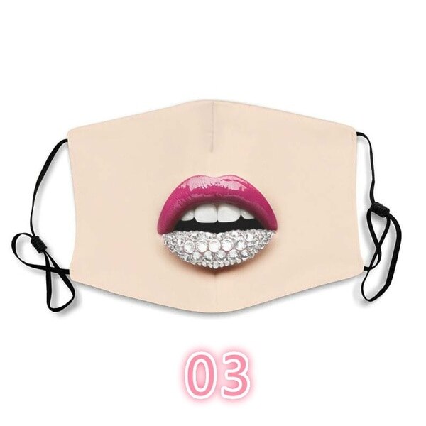 lèvres masque coloré strass décoration du visage paillettes perle suspendus oreille respirant protection solaire visage accessoire: 3