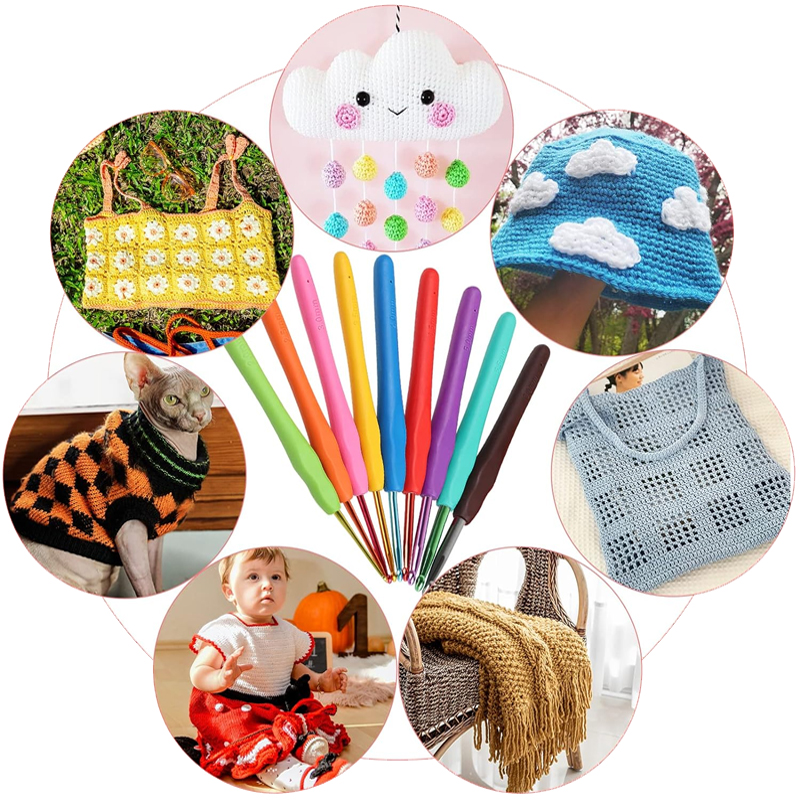 Juego de ganchos de ganchillo para tejer, herramienta de costura para uso doméstico para principiantes, manualidades DIY, marcadores de punto de ganchillo, herramientas de agujas, accesorios de tejido con bolsa