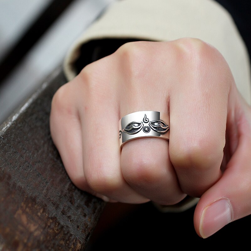 BALMORA 925 Sterling Argento Anelli Aperti per le Donne Degli Uomini Amanti di trasporto del Regalo Dell'annata Scrittura Anello Tailandese Gioielli In Argento Anelli