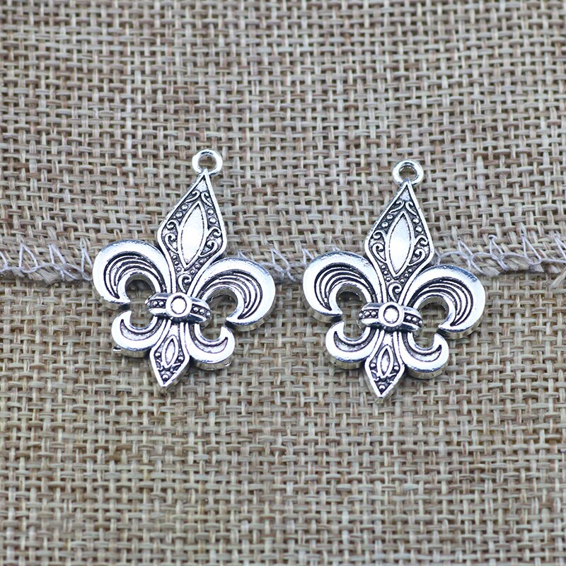 20 Stuks/partij 23*33Mm Antiek Zilver Lichtmetalen Fleur De Lis Anker Charms Hanger Voor Diy Sieraden Maken