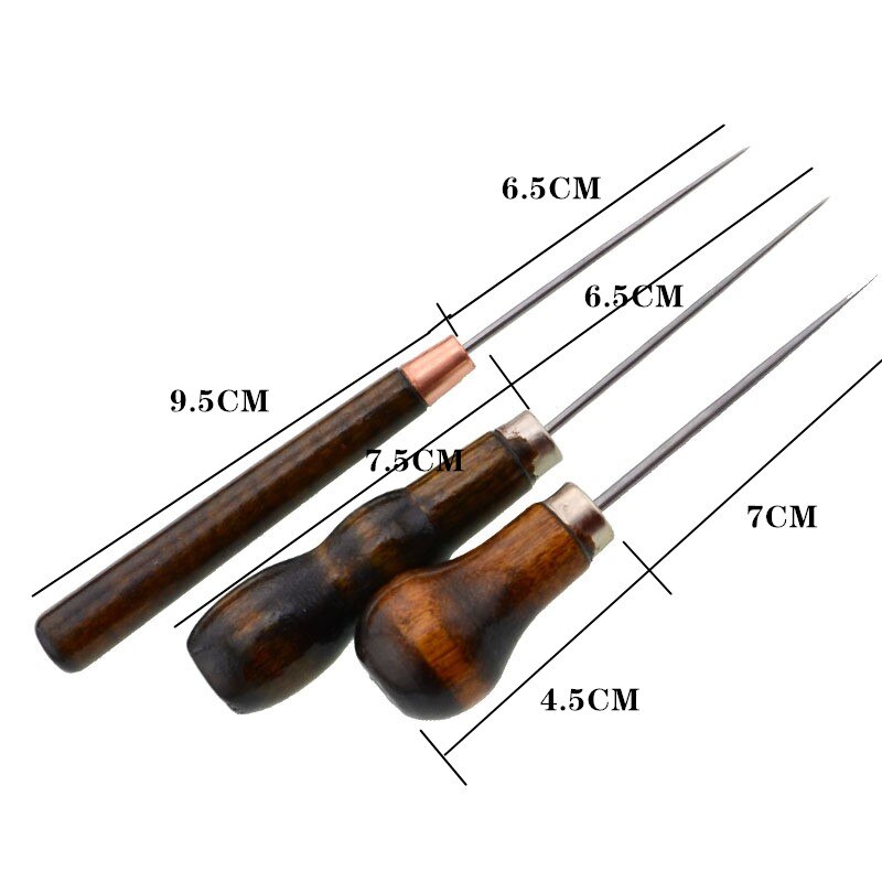 Durable Leather Wood Handle Awl Tools For Leather craft Stitching Sewing Accessories Fast