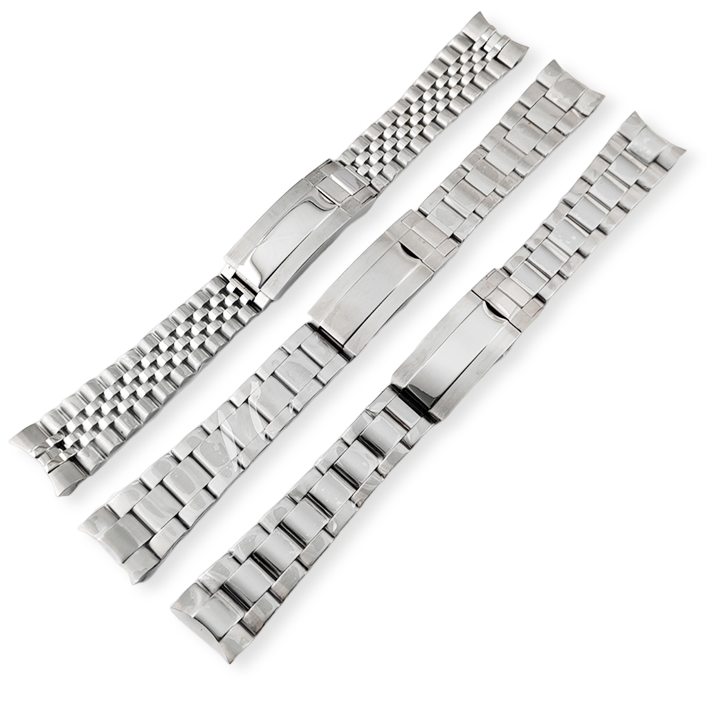Prata 20mm Watch Strap Glide Lock Clasp Metal Watchbands Qualidade Aço Inoxidável Fit Relógios Case Acessórios Peças