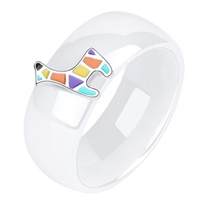 Anillos bonitos de jirafa de arco iris para mujer, anillos de cerámica saludables de 8mm, anillos de compromiso, anillos de boda para mujer, de joyería para: 9 / White Rings