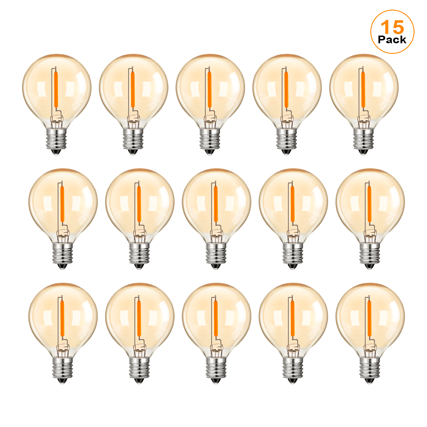 50Pcs G40 String Light Replacement Light Bulbs Gold Tint Glass E12 220V Base 1W Dimmable Outdoor Decor Globe LED Filament Bulb: WHITE / changeable