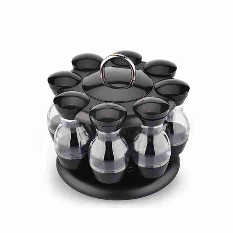 360 Rotating Condiment Set Spice Jar StorageBox HomeKitchen Cruet Rack 8/16pcs Seal Jar Coffee Sugar Condiment Container Bo H0C7