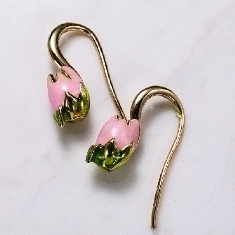 Oorbellen, Exquisite Retro Tulp Oorbellen, Bos Krachtige Meisje, Zoete Plant Bloem Oorbellen
