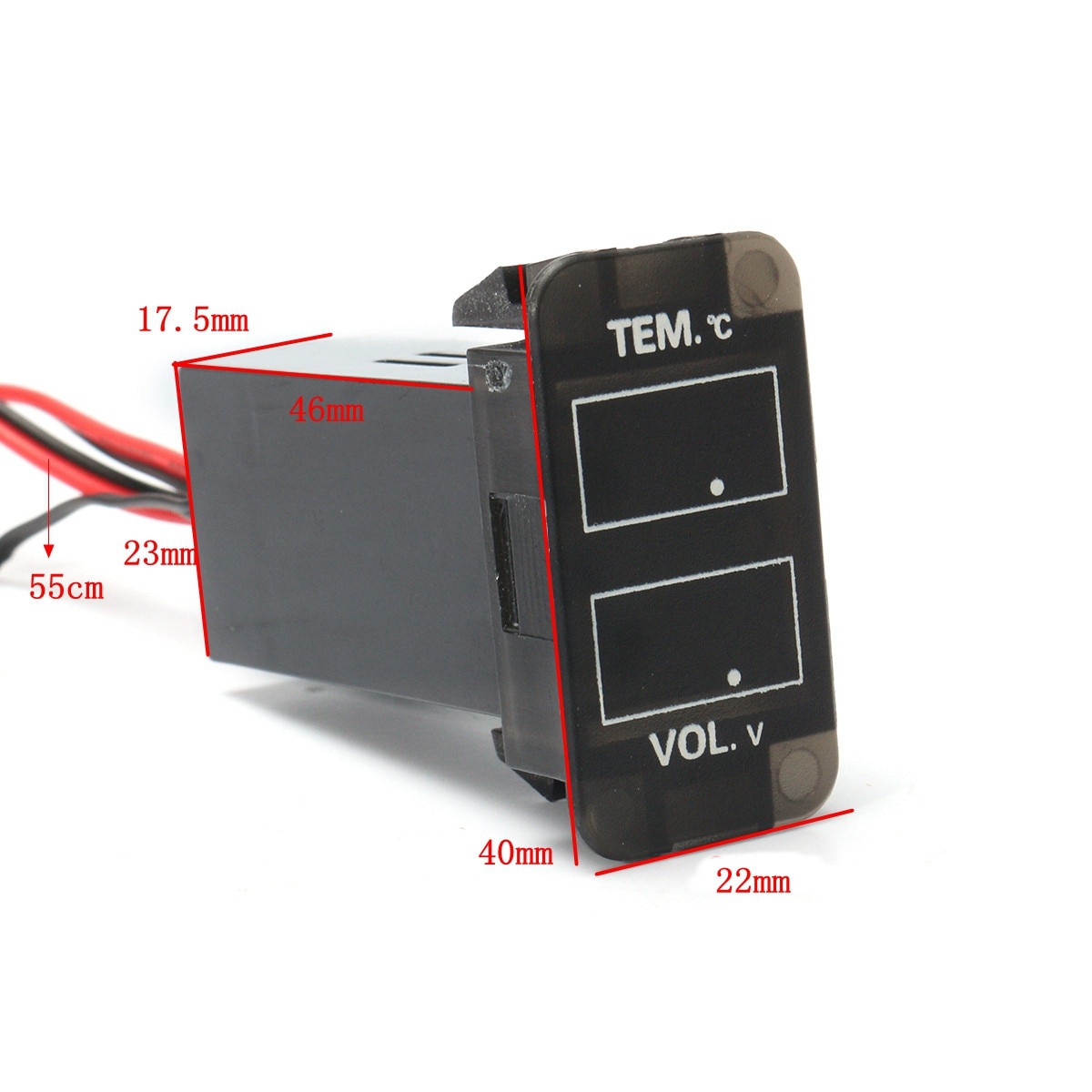 0 ~ 30v bil led voltmeter temperaturmåler 2 i 1 spænding temp meter led digital dobbelt display til toyota highlander tundra 4 runner