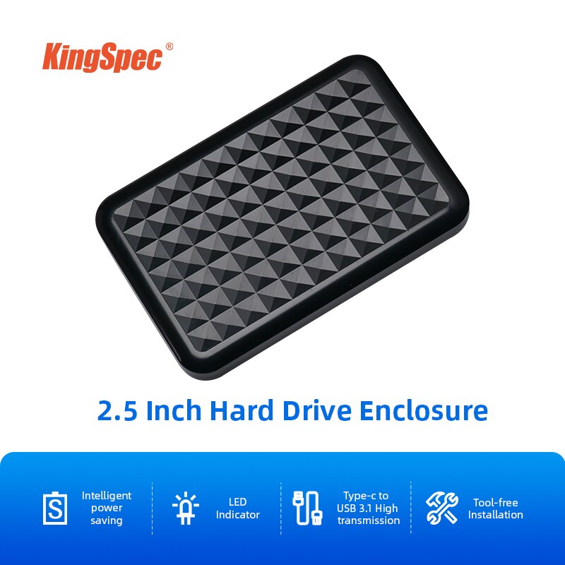 KingSpec 2.5 Boîtier de disque dur SATA USB 3.0 Disque dur externe Boîtier Pour 2.5 Pouces SSD Disque Dur Noir