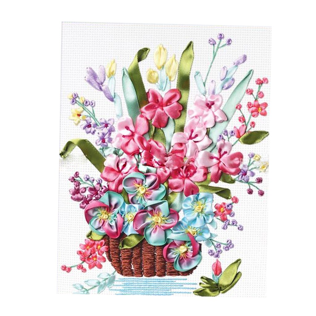 Silk Ribbon Embroidery Kit Spring Flower Bouquet DIY Projects Birthday