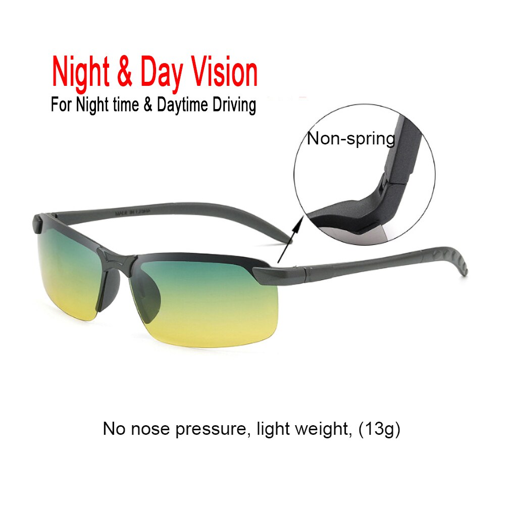 Anti-glare Polarizer Sunglasses Car Drivers Day &amp; Night Vision Goggles Polarized Driving Glasses Enhanced UV eye Protector Acces: Green