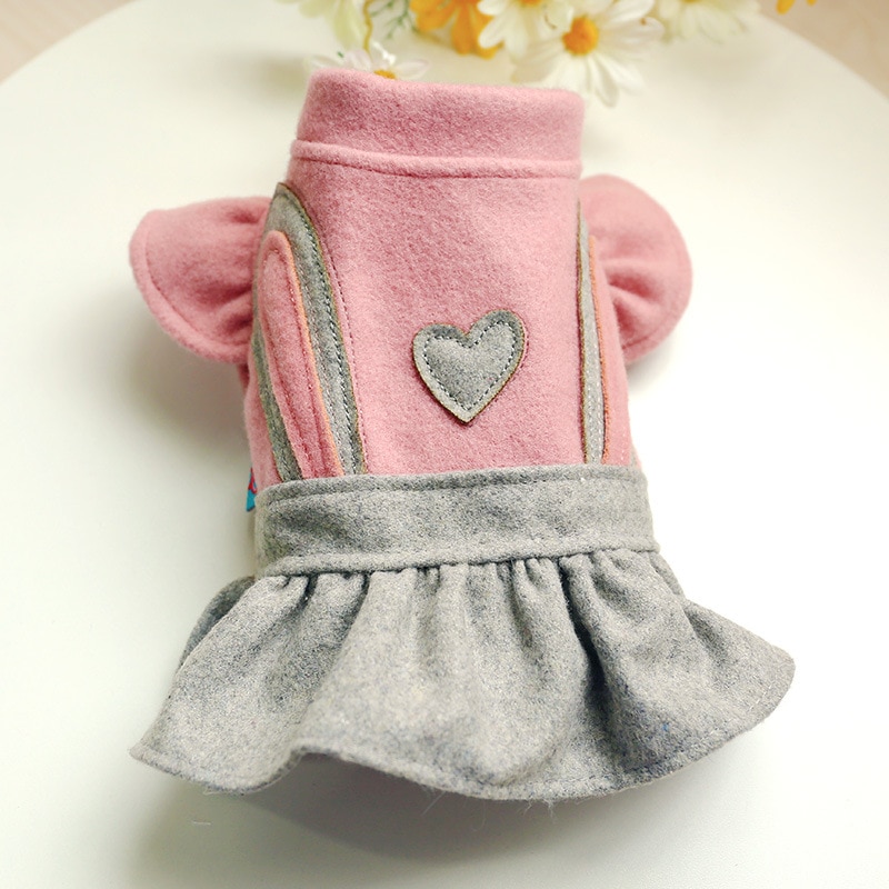 Vestido de lana con capucha para perro y gato, de corazón, abrigo de perrito mascota, chaqueta para perros y gatos, tamaño pequeño y mediano