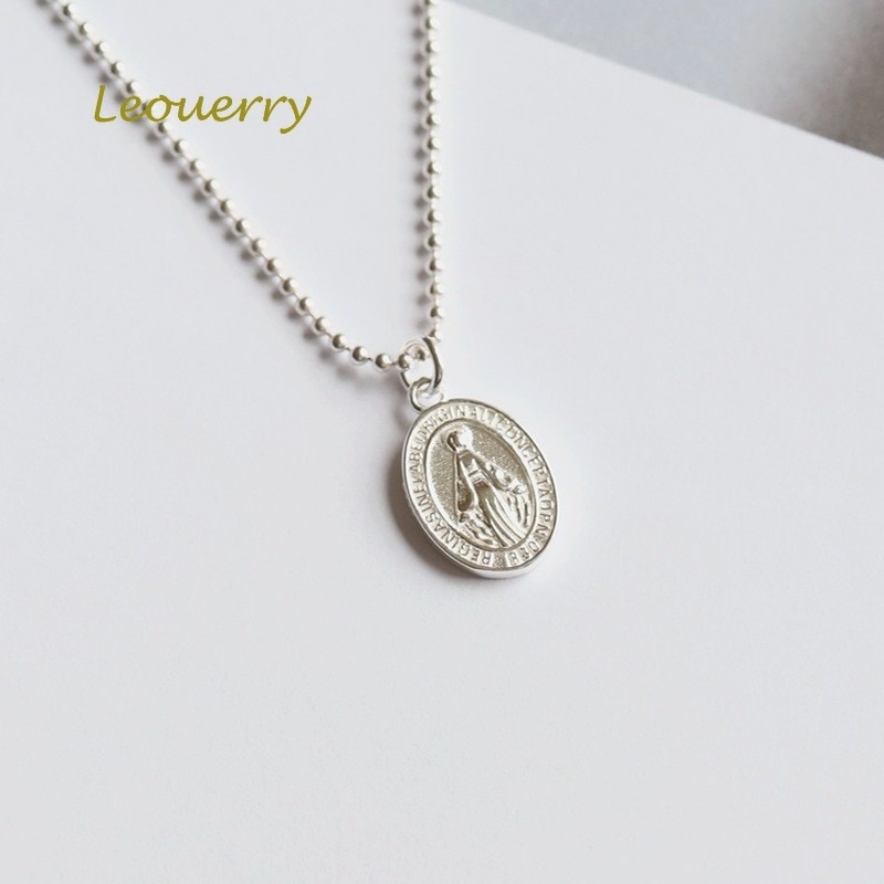 Leouerry 925 sterling sølv smykker sæt jomfru mary vedhæng / halskæder / armbånd / ringe sat til katolske religiøse smykker sæt