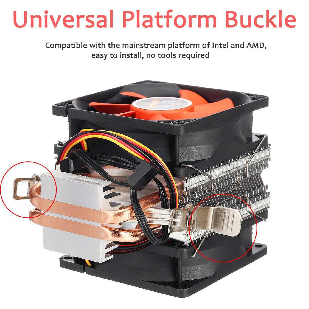 HobbyLane Double CPU Cooler Fan Air Cooling Double Copper Tube Strong Geat Dissipation Multiplatform Computer Host Radiator d29