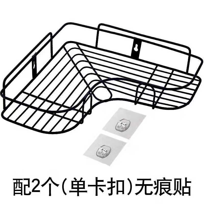 Badkamer Keuken Hoek Rack Douche Rack Ijzer Shampoo Opbergrek Beugel Driehoek Rack Met Zuignap Badkamer Accessorie1pc: Black single buckle