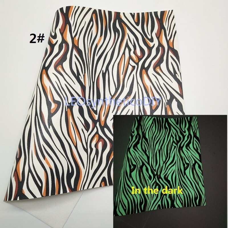1PC 21X29CM Glow in The Dark Faux Leer Stof, luipaard Zebra Synthetisch Leer Stof Voor Maken Bows LEOsyntheticoDIY T276