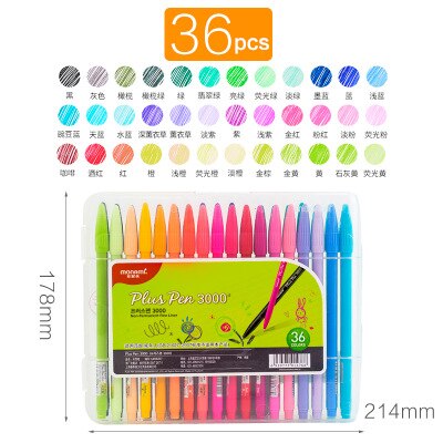 Monami 3000 Aquarell Kuli-einstellen Malerei Graffiti Markerpen Faser Farbe Haken Linie Stift Tagebuch Kunst Stift Schüler lieferungen: 36 Stck