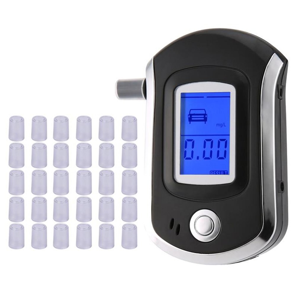 Lcd Display Alcohol Tester Te At6000 Ethylotest Politie Digitale Detector Professionele En 30/20 Stuks Nozzles