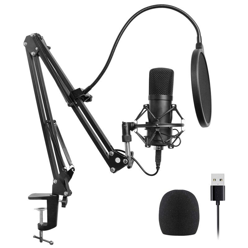 Usb mikrofon kit usb computer cardioid mic podcast kondensatormikrofon med lydchipsæt til pc karaoke, youtub: Default Title
