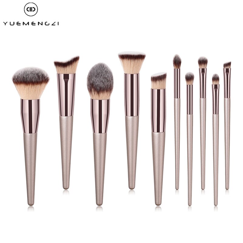 YUEMENGZI 10 teile/satz Champagner Make-Up Pinsel Set Kosmetik Foundation Powder Blush Lidschatten Kabuki Blending Einzel Schönheit Pinsel