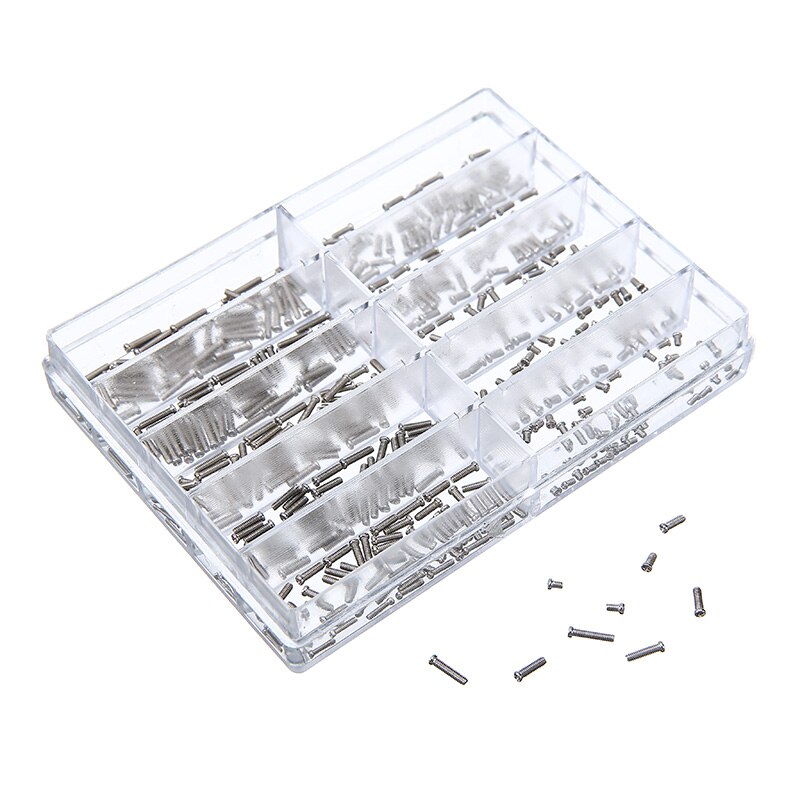 Micro vis de montre en acier inoxydable, Kit de réparation, pour horloger, réparation d&#39;horloge, lunettes de soleil, 500 pièces