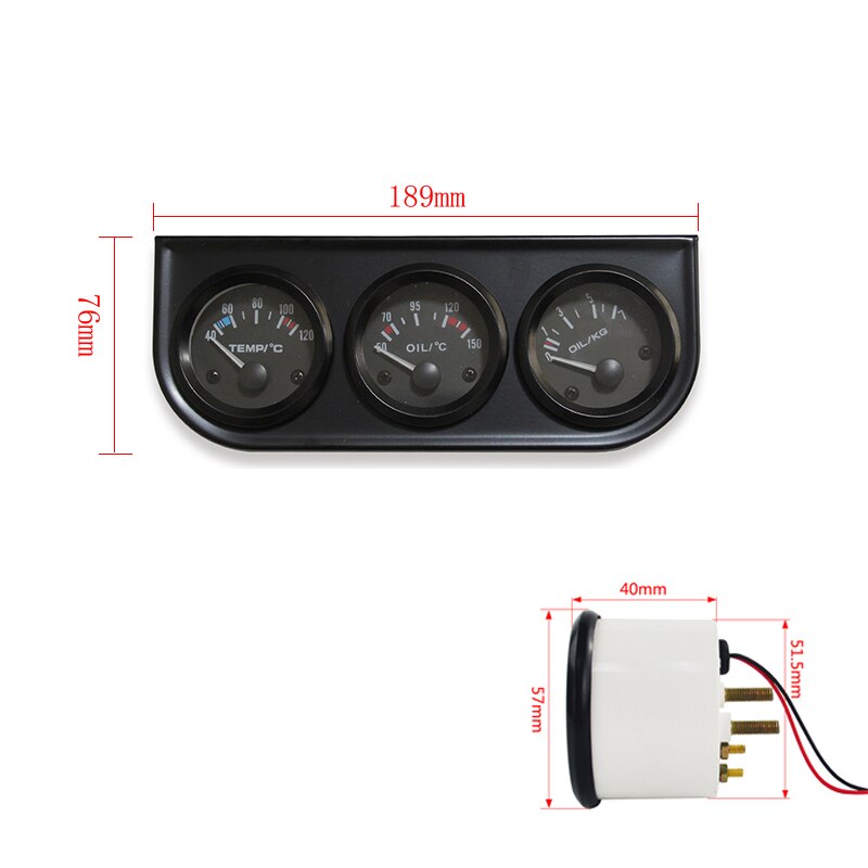 52mm Triple kit Oil Temp Gauge + Water Temp Gauge + Oil Pressure Gauge with Sensor 3in1 Car Meter +Volt meter