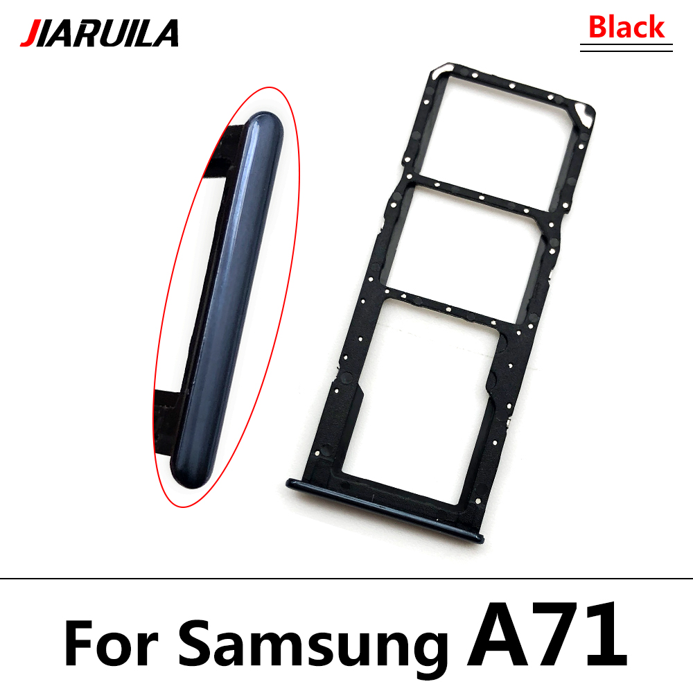 Dual-Card Sim Tray Holder For Samsung Galaxy A12 A31 A51 A71 A125F SIM Card Tray Slot Holder Adapter Socket Repair Parts: A71 black