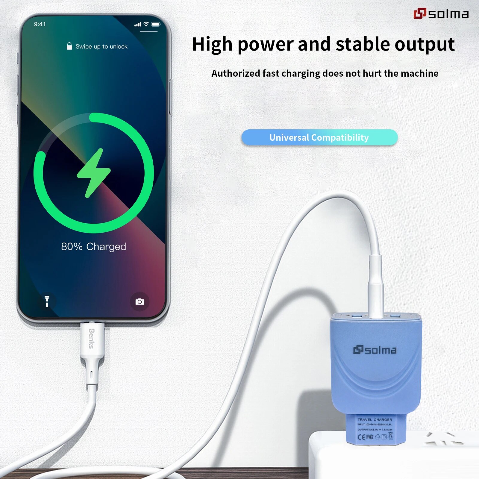 Eu-stik 3 porte usb-oplader opladning til mobiltelefon stik opladningsadapter bærbar vægoplader til mobiltelefon