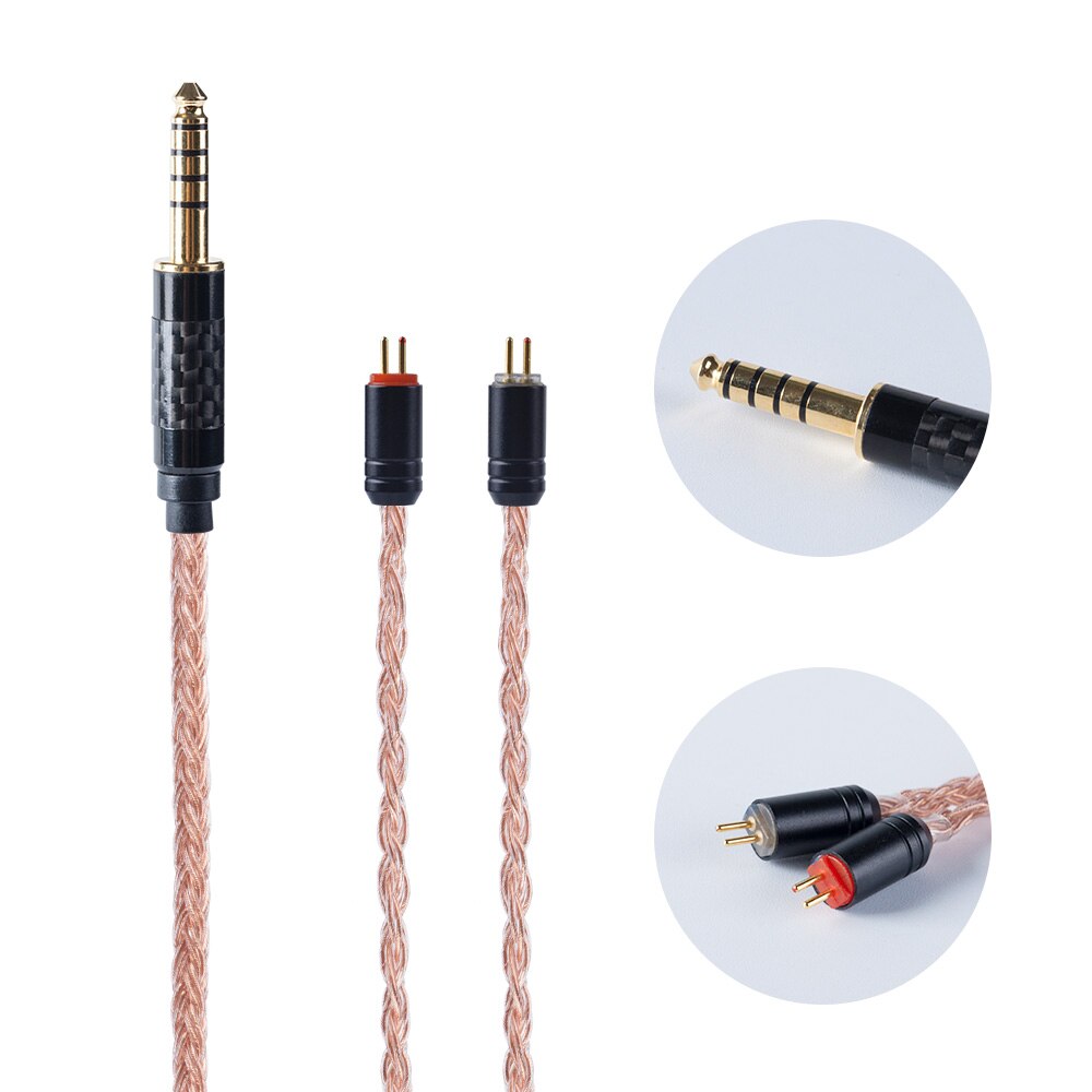 Cable de cobre y cristal HiFiHear de 16 núcleos de importación individual 2,5/3,5/4,4mm con conector MMCX/2pin para ZS10 AS10 AS16 C16 C10 V90: 2PIN 4.4