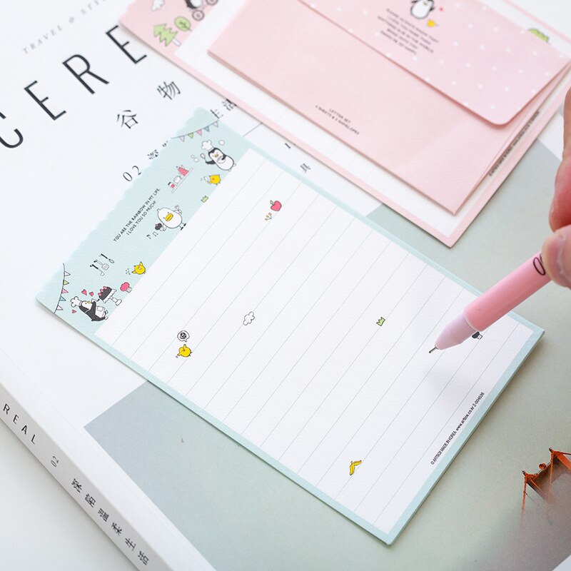 Envelopes 4 Sheet Letter Paper Set Love Flower Letter Paper Kawaii Chancery Letters Writing Paper Letter Envelope Office Supply