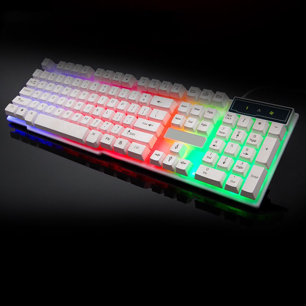 104 tasten Bunte Regenbogen LED Beleuchtet Hintergrundbeleuchtung USB verdrahtet Schreibtisch Spielen Tastatur für PC Computer Laptop: Weiß