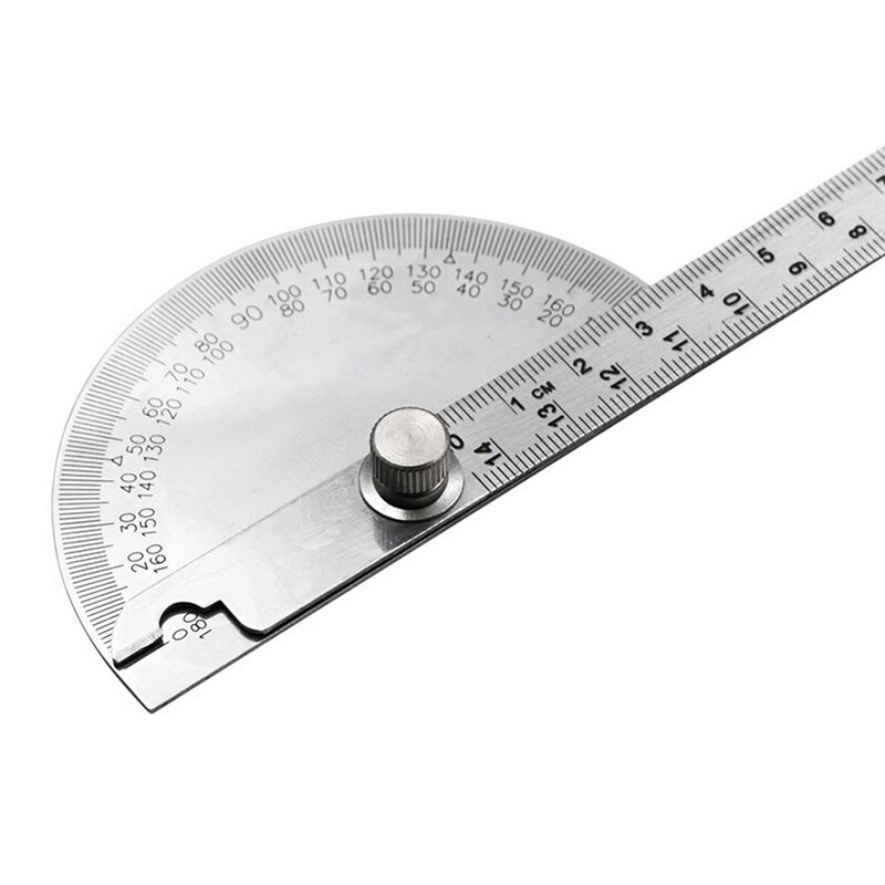 14.5/15cm 180 graders gradskive multifunksjon justerbar rustfritt stål rundhode linjal matematikk måleverktøy