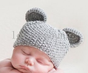 Grey cotton baby bear hat baby beanies hat