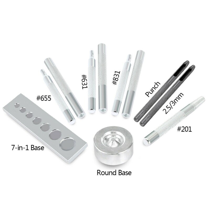 11 Pcs / Set Metal Leather Tools For Leather Die Punch Hole Snap Fastener Installation Kit Rivet Setter Base Leather Tool Kit