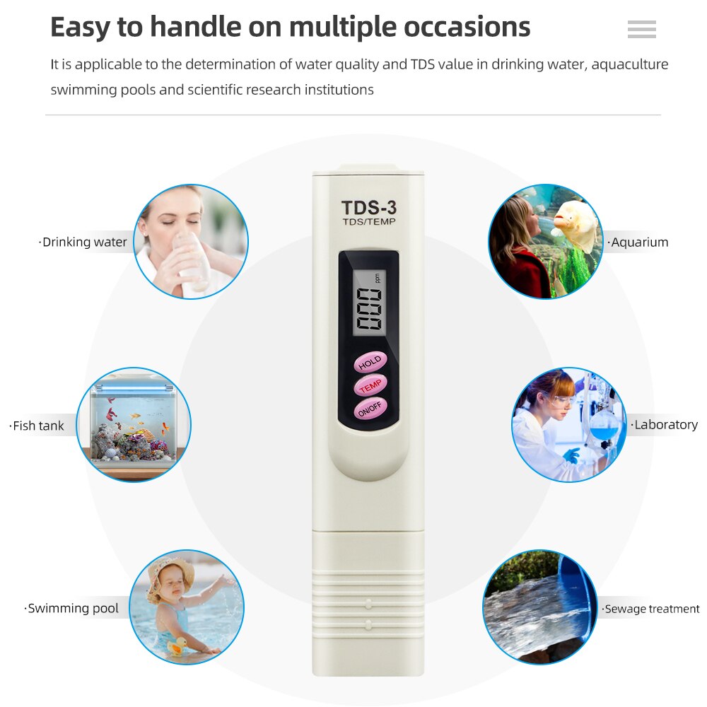 Digital Lcd Display Tds Meter Tester Temperature Tester Pocket Pure Water Pen Conductivity Monitor Liquid Tools