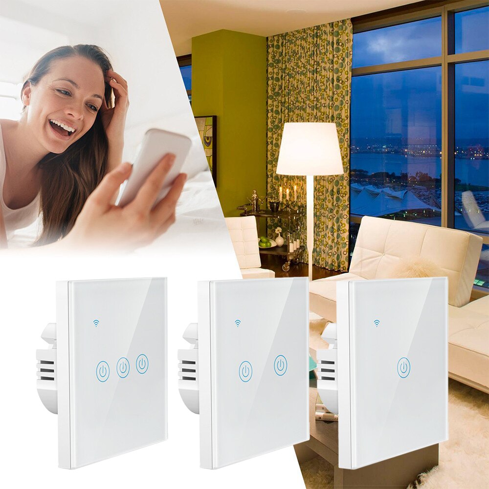 Smart Touch Switch Panel Wall interruptor 1/2/3 Gang wifi light switch US/EU Standard Work with Alexa Google Home