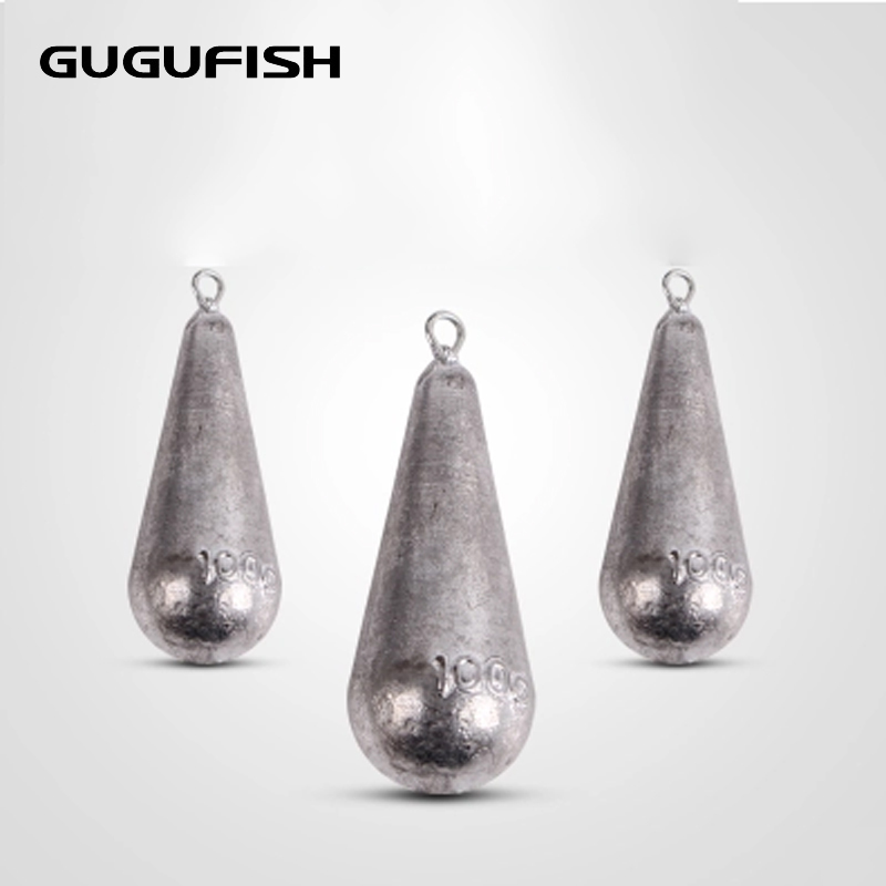 Gugufish 5 stk / lot åben bly sinker olivenformet tilbehør til lokke havfiskeri 5g/10g/30g/60g/80g vægtsalg
