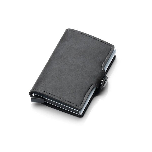 Zovyvol Pu Leather Credit Card Houder Card Case Vrouwen Mannen Rfid Portefeuilles Hasp Vintage Zaken Id Houder Enkele Doos Kleine portemonnees: CZ055 Gray