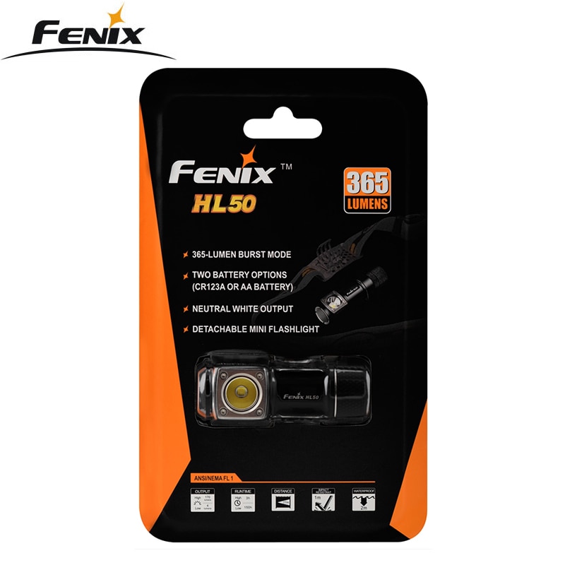 Fenix HL50 XM-L2 T6 365 lumen 3 modus sterke multifunctionele bald head lamp koplamp 1 * AA/ 1 * CR123A