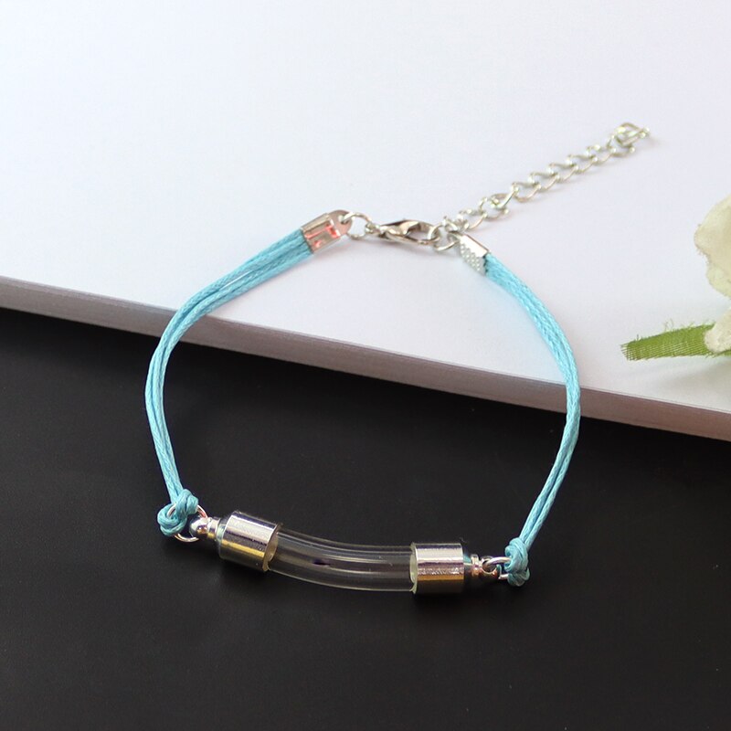 2Stck Glas Rohr Urne Armbinde Mit Schwarz Kabel Feuerbestattung Schmuck Denkmal Schmuck für Asche Andenken Urne Armbinde: Blau Kabel