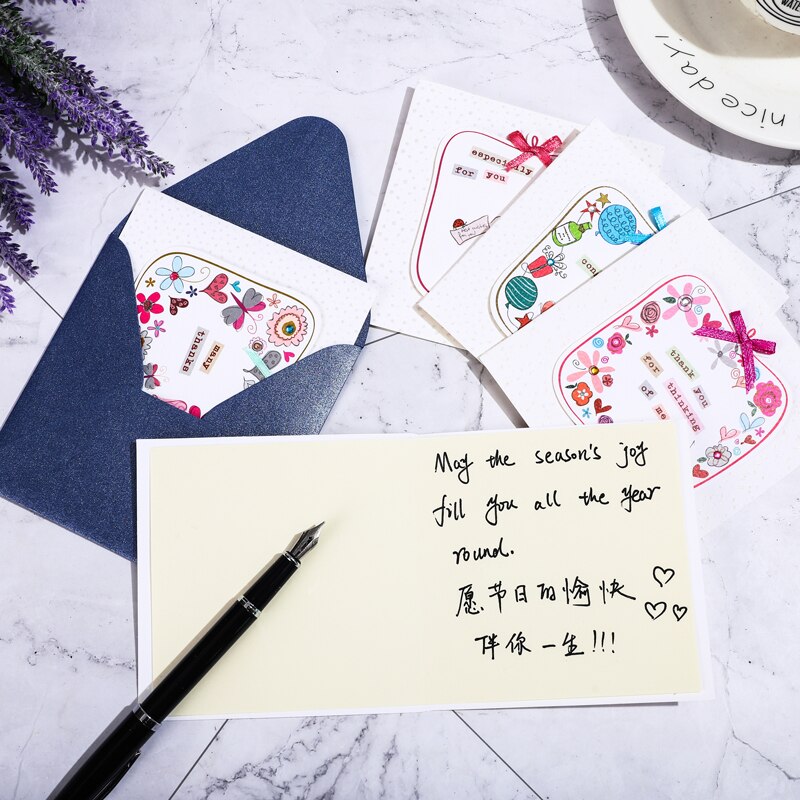 cute mini greeting cards square kids handmade birthday flower small cards for mother's day