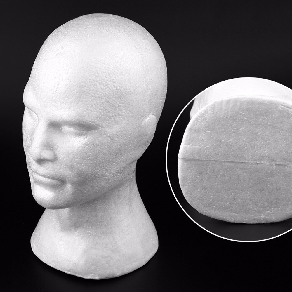 Manlig slät skyltdocka huvud modell peruk hatt glasögon kepsar display stativ bubbla skum huvud med öron