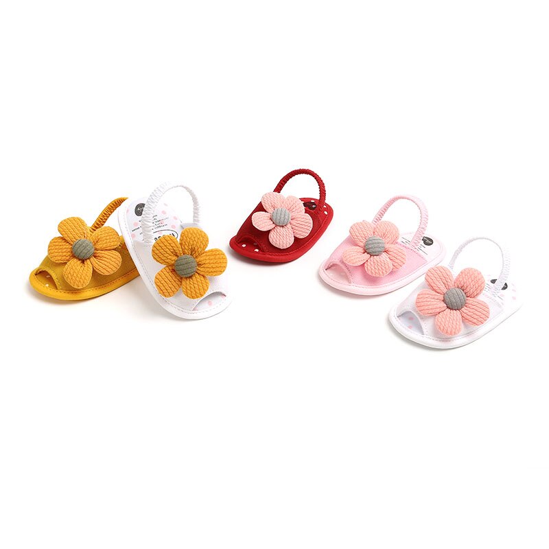 Flor bonito do bebê sandálias verão recém-nascido sapatos da menina do bebê sola macia de algodão não deslizamento infantil berço sapatos primeiros caminhantes
