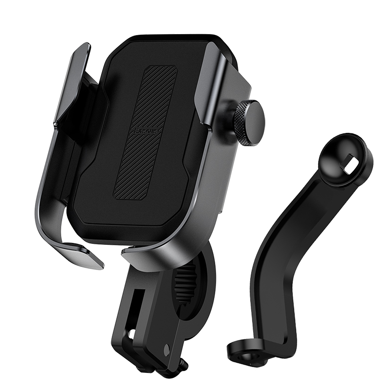 Baseus Motorcyle Telefoon Houder Fiets Mobiele Telefoon Stand Voor Iphone Samsung Xiaomi Stuur Clip Moto Fiets Telefoon Mount Bracket: Black