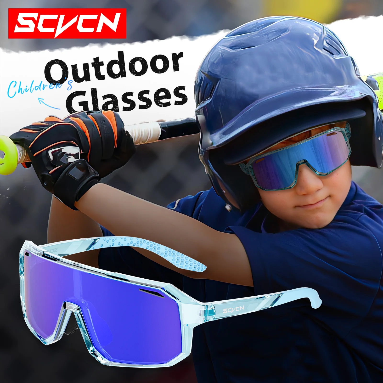 Scvcn sykkelsolbriller for barn tenåringer utendørs mountainbike landeveissykkel sykkel sykkelbriller barn sport baseball  uv400 beskyttelsesbriller