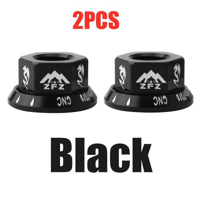 2PCS Bicycle Hub Nut M10 Fixed Gear MTB Road Bike Screw Bolt Aluminum Alloy: Black-2pcs