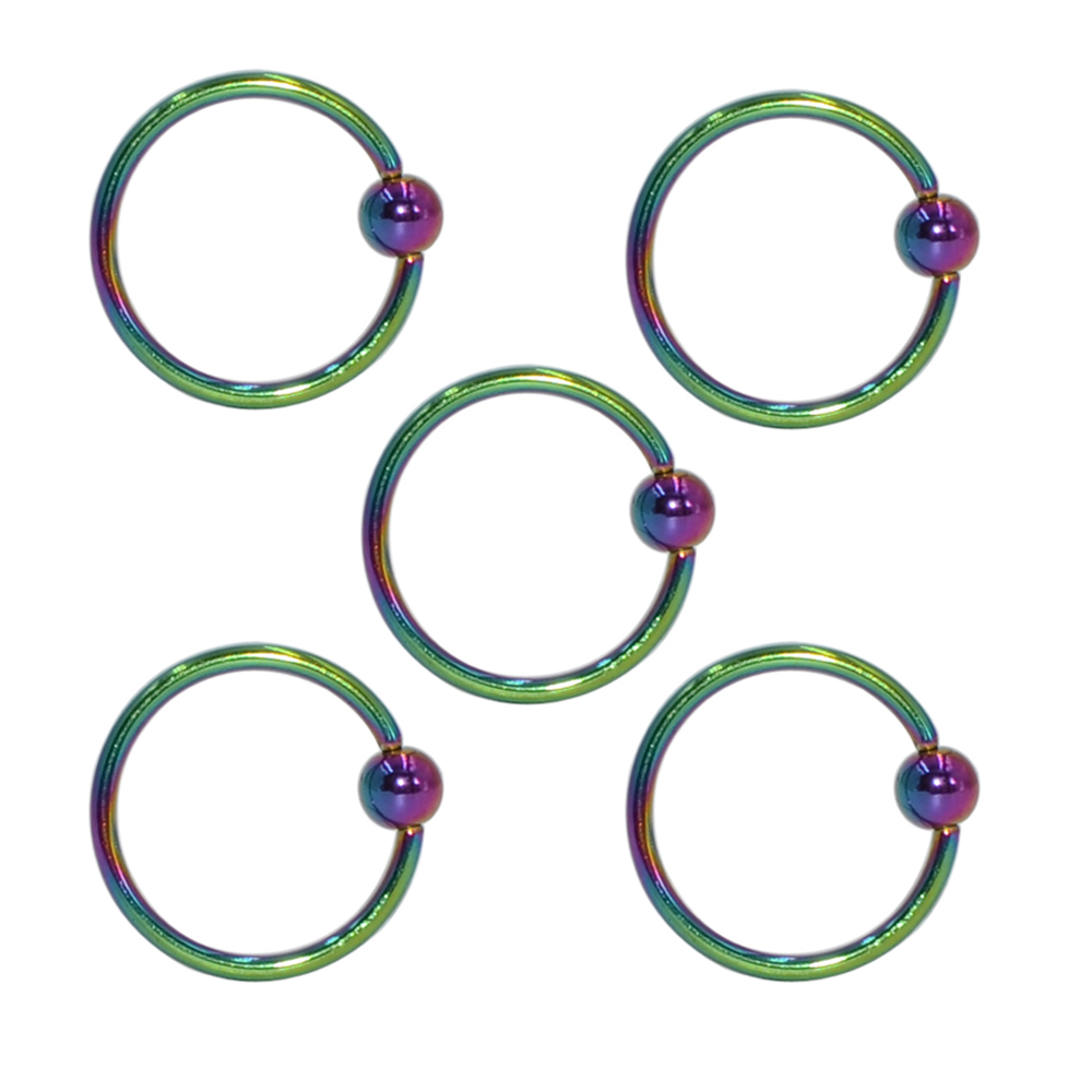 5 unids/lote de anillo cautivo de acero quirúrgico de colores mezclados, aro para la oreja, anillo para la nariz, aro para la oreja, cartílago del trago, Piercing, joyería para el cuerpo, pendiente: Gris / Rodio plateado