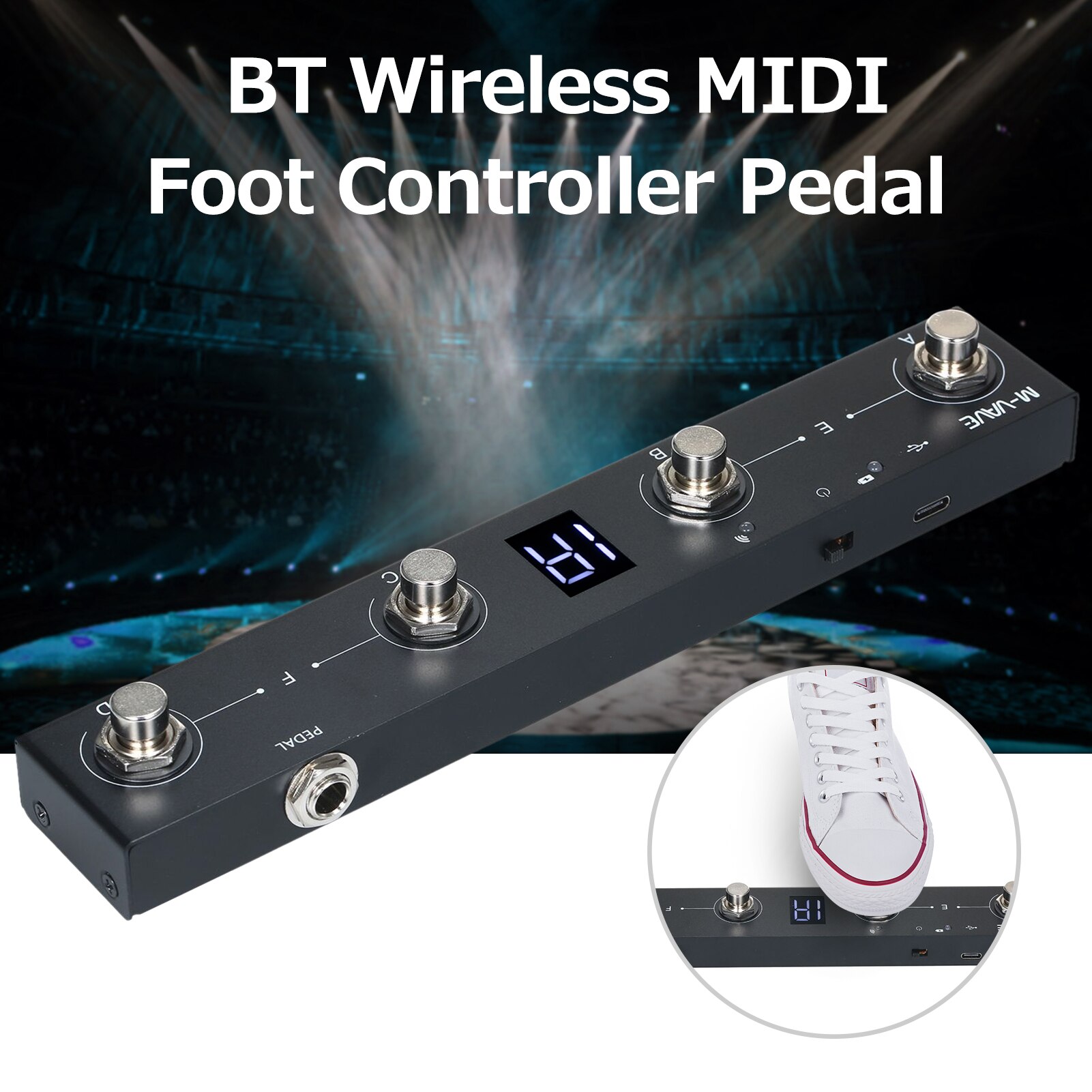 M-VAVE Chocolate BT Wireless MIDI Controller Rechargeable 4 Buttons Portable MIDI Foot Controller Pedal APP Control Guitar Pedal