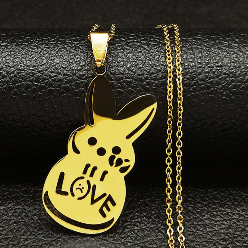 Kpop Lil Peep amor conejo triste por el amor colgante Collar collares de acero inoxidable joyería Collar Fans N4209S01